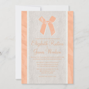Coral Vintage Linen Burlap Lace Faire-part de mari