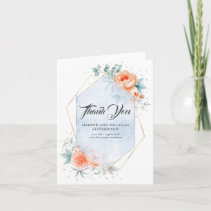 Coral vivant Floral Moderne Merci Mariage