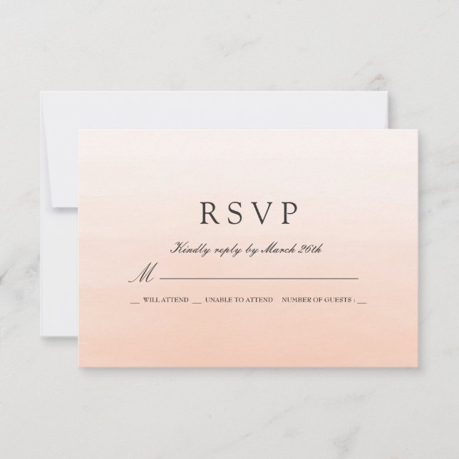 Coral Watercolor Wedding Réponse RSVP (Devant)