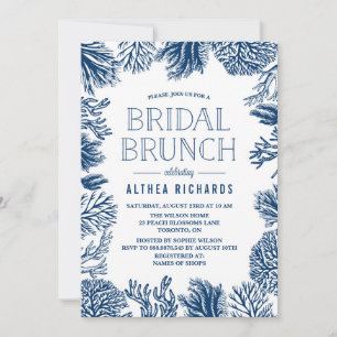 Coraux Bleus Cadre Bridal Brunch été Invitation