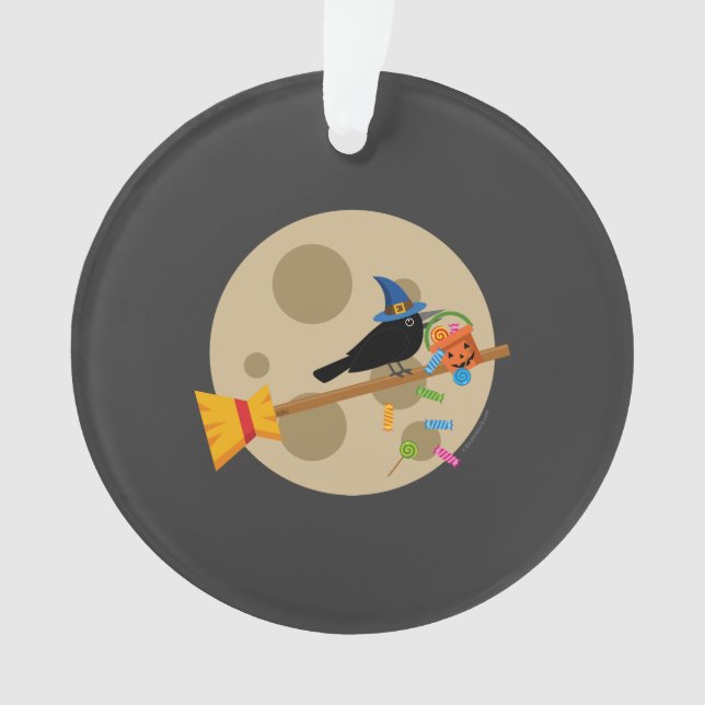 Corbeau de sorcière sur un balai de profusion de b (devant)