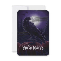 Corbeau en Citrouille Patch Halloween Invitations