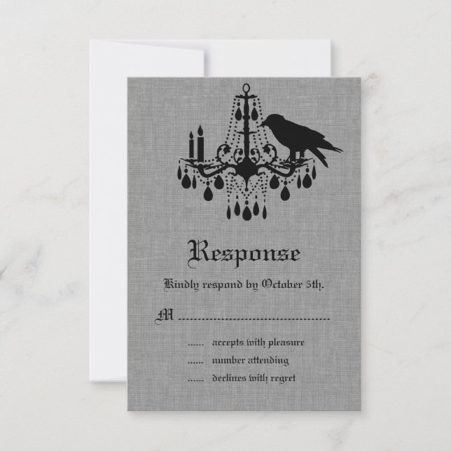 Corbeau et araignée Damask Lin gris RSVP (Devant)