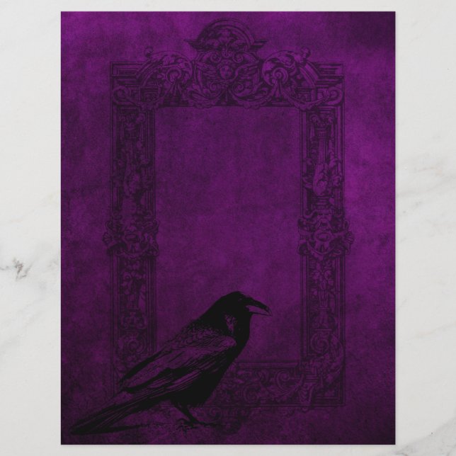 Corbeau et cadre Purple Gothique Halloween Papier (Devant)
