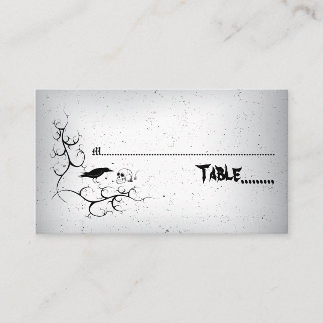 Corbeau et crâne Carte d'escorte mariage gothique (Devant)