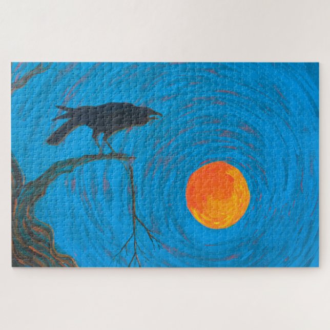 Corbeau et Pleine lune Jigsaw Puzzle (Horizontal)