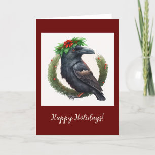 Corbeau Festif Plié Vacances / Carte de Noël