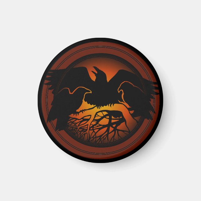 Corbeau Magnet Corbeau Art autochtone Frigo Magnet (Devant)