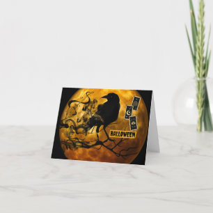 Corbeau noir effrayant, cartes de tarot Halloween 