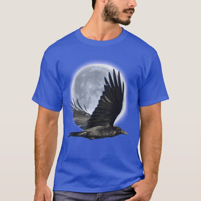 Corbeau noir volant et T-shirt Pleine lune (Devant)