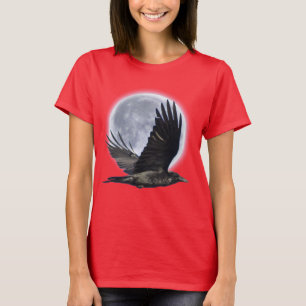 Corbeau noir volant et T-shirt Pleine lune