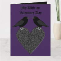 Corbeaux gothiques et carte personnalisée Cœur noi
