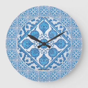 Corbeille bleue Faux Delft Horloge carrelée
