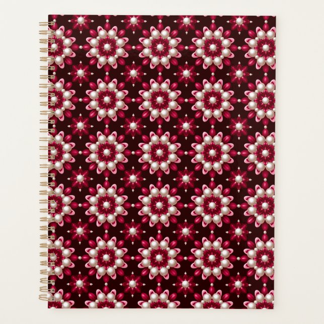 🌸 Corbeille de Bureau Perle Florale Rouge Cadeau  (Devant)