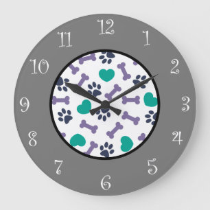 Corbeille De Chiens Et Os Thème Mur Décor Horloge