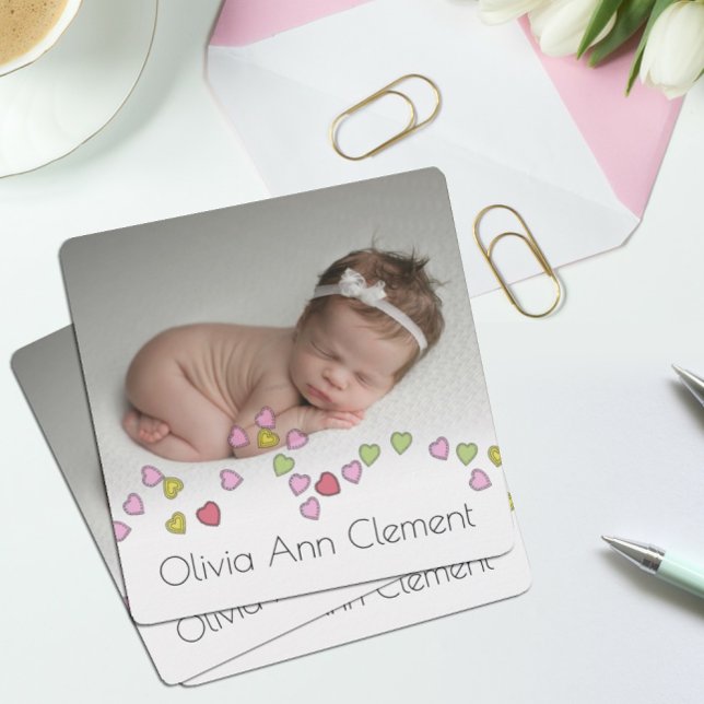 Corde mignonne des coeurs Faire-part de naissance  (Créateur téléchargé)
