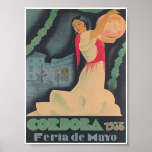 Cordoba Spain Feria de Mayo Vintage Travel Poster