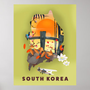 Corée du Sud affiche illustrée
