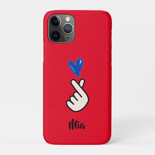 Coréen K-pop Heart coque iphone bleu rouge (Dos)