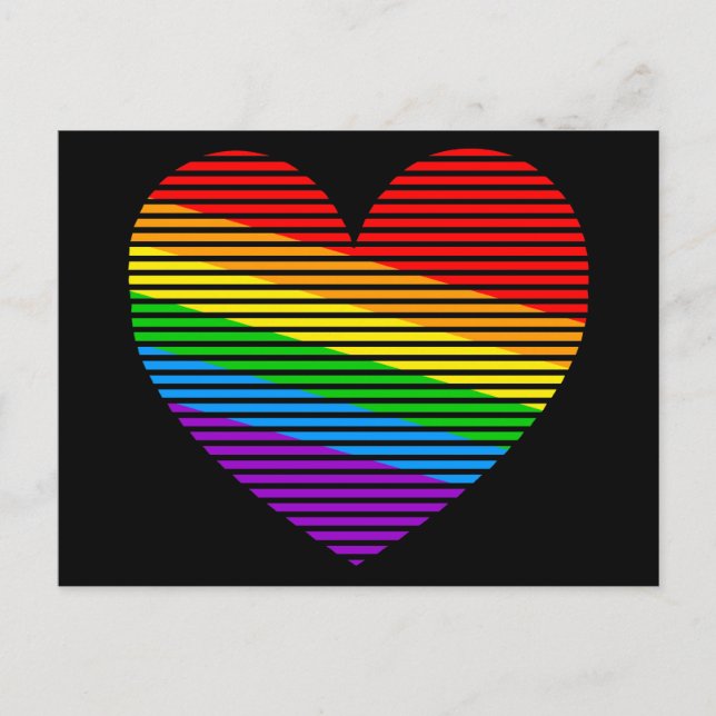 Corey Tiger 80s Rainbow Stripe Heart Carte postale (Devant)