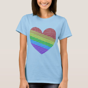 Corey Tiger 80s Retro Rainbow Stripe Coeur T-Shirt