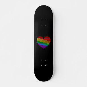 Corey Tiger Skateboard Cœur à Rayures Arc-en-Ciel