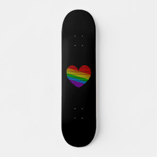 Corey Tiger Skateboard Cœur à Rayures Arc-en-Ciel