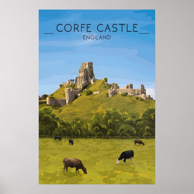 Corfe Castle Travel Poster (Devant)