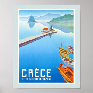 Corfou, Grèce Affiche de voyage vintage restaurée