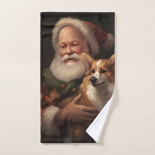 Corgi avec Noël Festif du Père Noël (Serviette à main)
