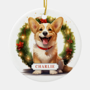 Corgi Ceramic Circle Ornement