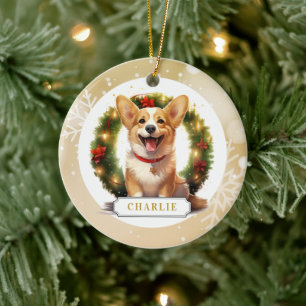Corgi Ceramic Circle Ornement