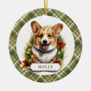 Corgi Ceramic Circle Ornement