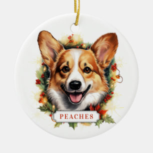 Corgi Ceramic Circle Ornement