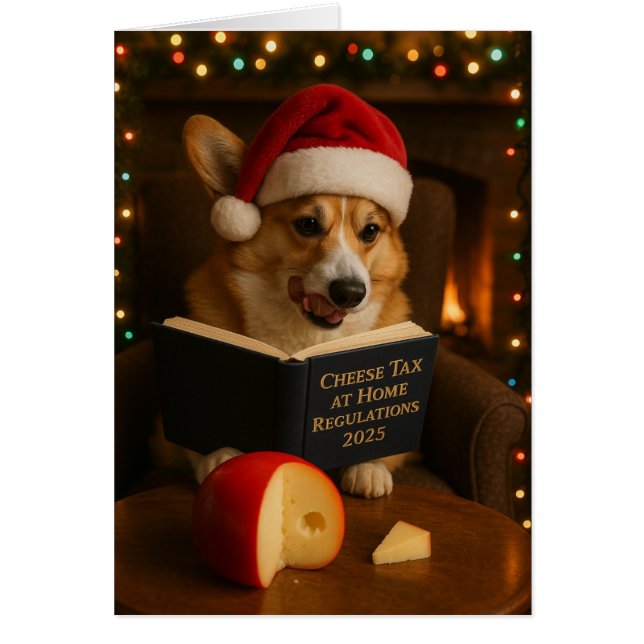 Corgi 'Cheese Tax' Christmas card (Devant)