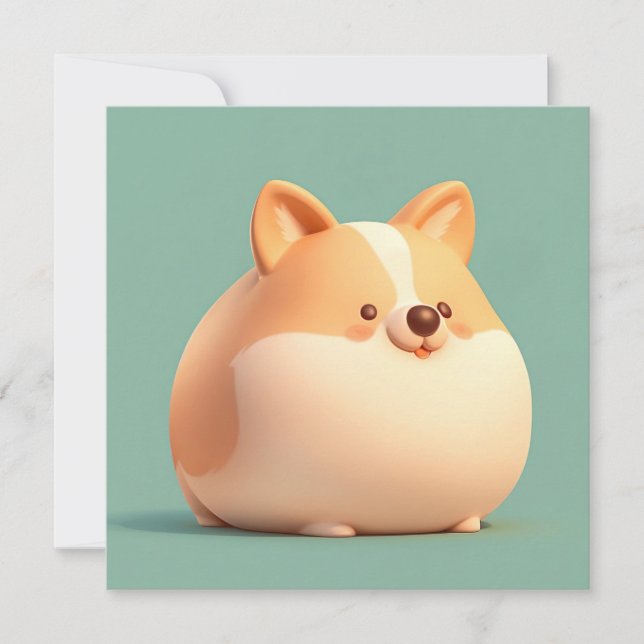 Corgi chiot art avec carte plate en argile 3D mign (Devant)