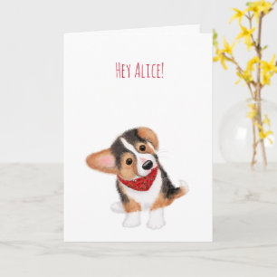 Corgi chiot penser à vous carte personnalisée