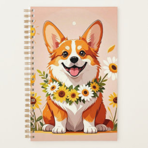 Corgi couronne de tournesols décoration murale