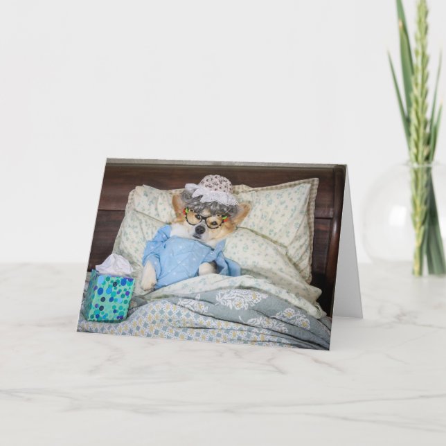 Corgi dans Bed carte de voeux vierge (Devant)