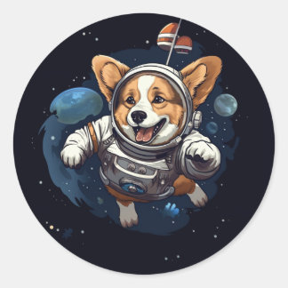 corgi dans l'espace sticker