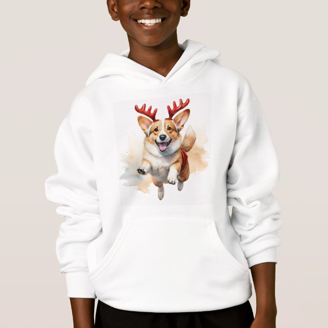 Corgi de Noël avec bois de rennes (Devant)