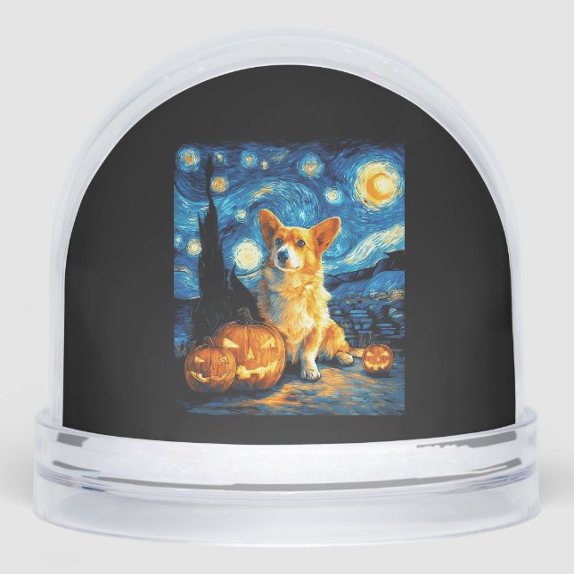Corgi Dog Lovers Painting of van gogh starry night (Avant)