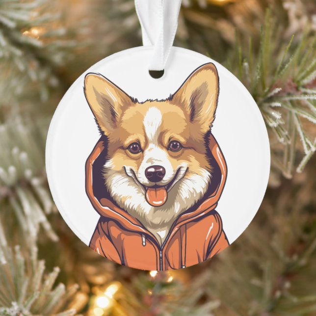 Corgi Drôle Portant un Sweat à Capuche (Arbre)