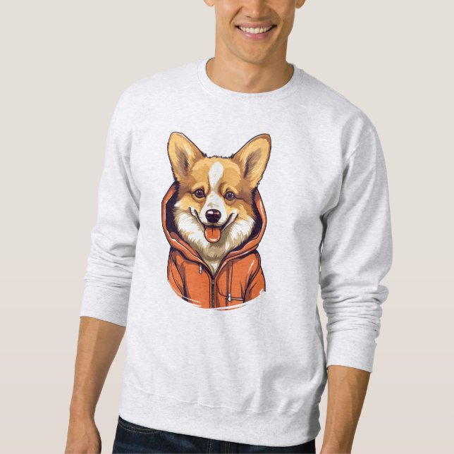 Corgi Drôle Portant un Sweat à Capuche (Devant)
