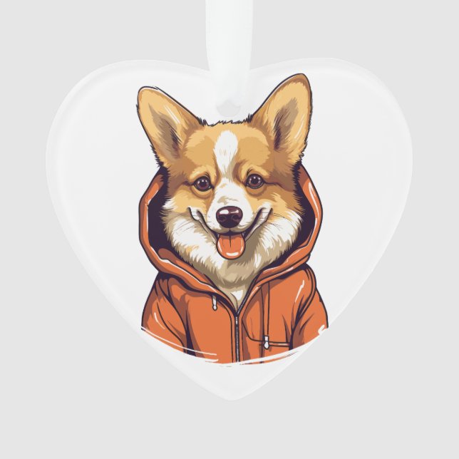 Corgi Drôle Portant un Sweat à Capuche (devant)