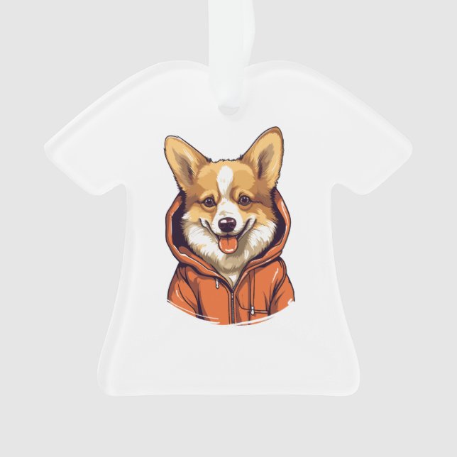 Corgi Drôle Portant un Sweat à Capuche (devant)