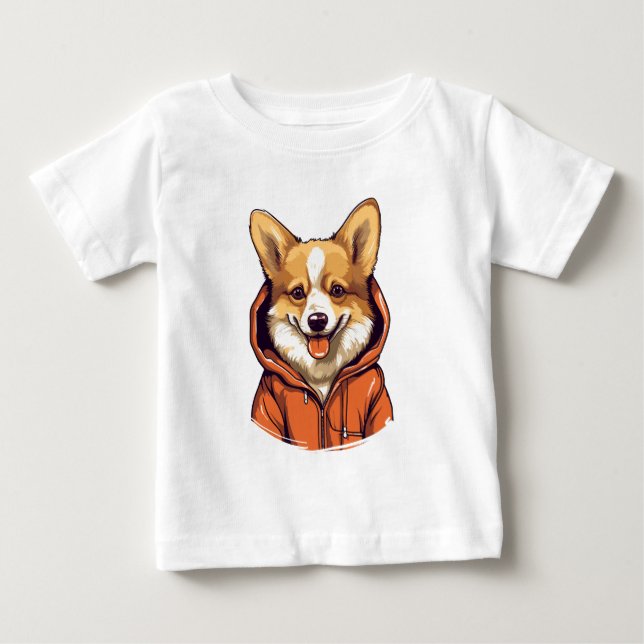 Corgi Drôle Portant un Sweat à Capuche (Devant)
