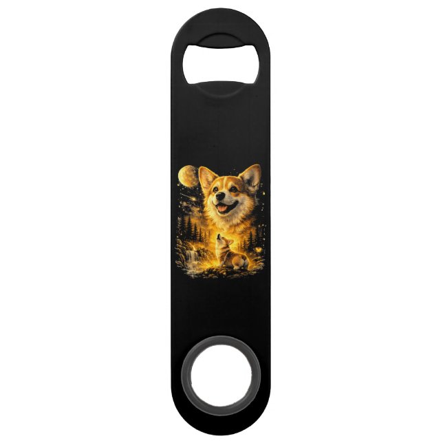 Corgi drôle qui hurle à la lune (Devant)