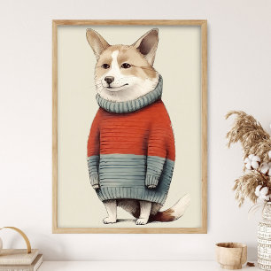 Corgi en pull d'hiver, décoration de chien drôle,