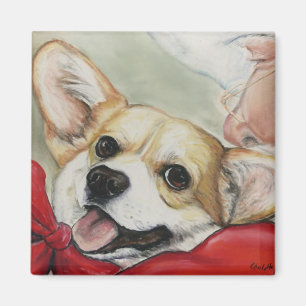 Corgi et aimant de Noël de Père Noël